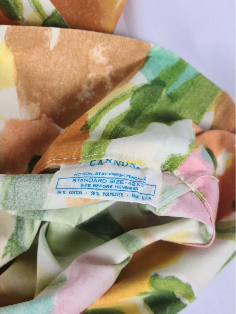 Cannon Yellow Floral Standard Size Pillowcase Pair Stay Fresh Percale